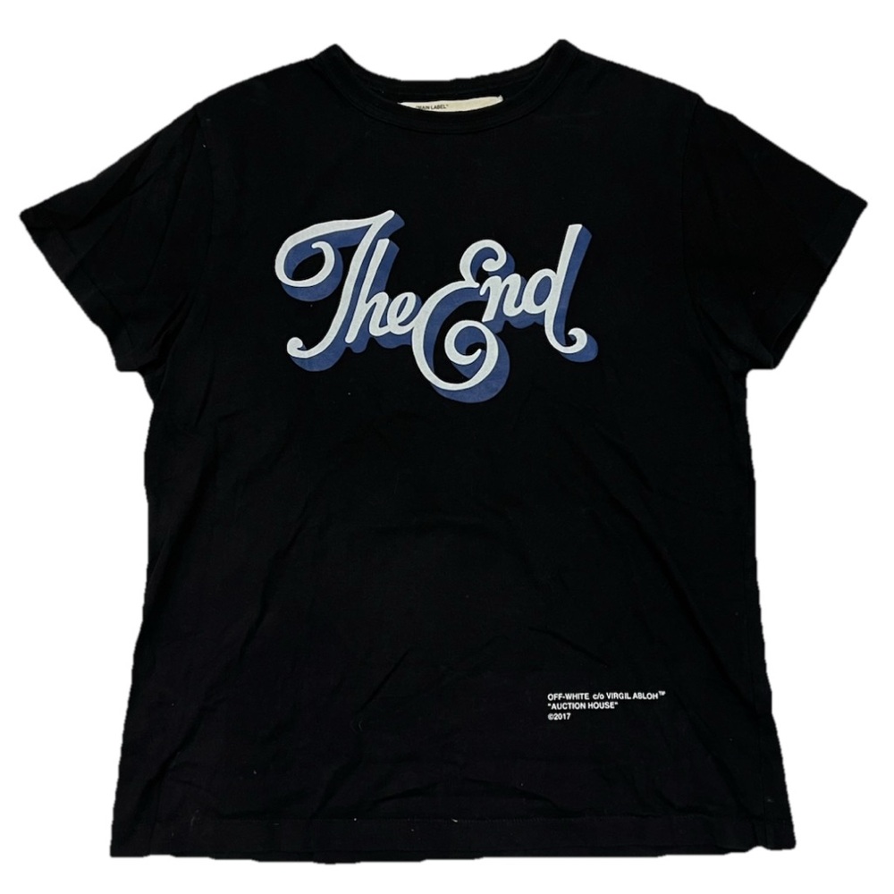 Off-White Virgil Abloh The End Men’s Black T-Shirt with 'The End' Graphic